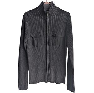 Calvin Klein Men's Medium Full Zip‎ Grey Long Sleeve Knit Sweeter